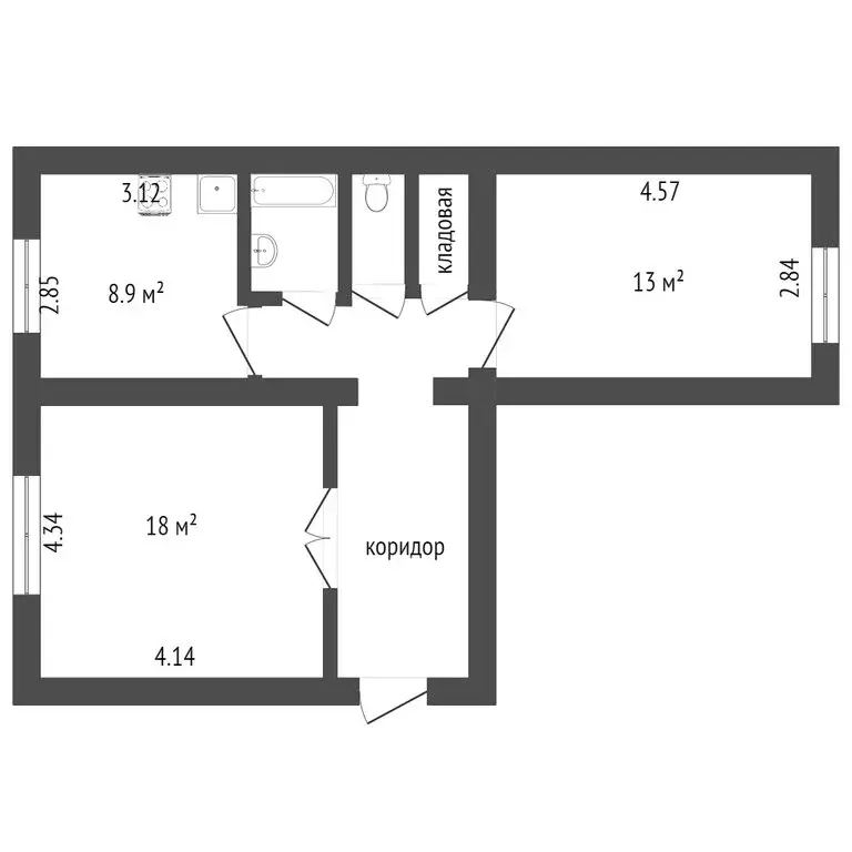 2-комнатная квартира: Ачинск, улица Калинина, 20 (52.1 м) - Фото 1