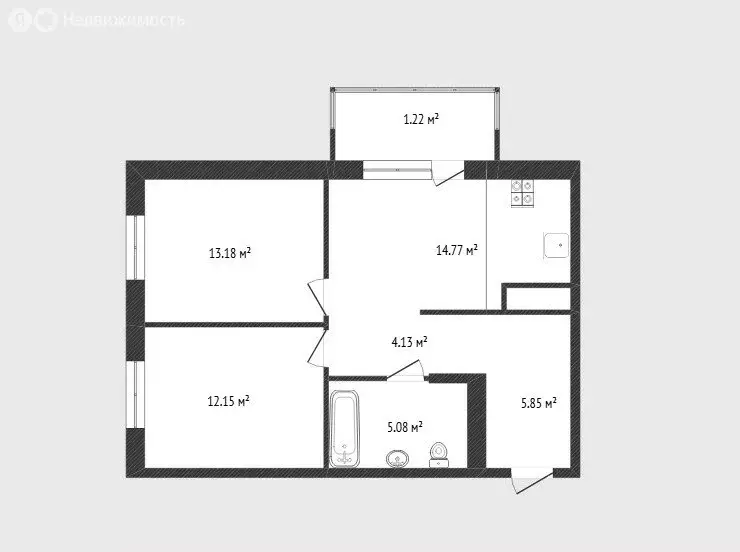 2-комнатная квартира: Тюмень, Одесская улица, 7к1 (55 м) - Фото 1