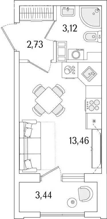 Квартира-студия: Санкт-Петербург, Фрунзенский район, муниципальный ... - Фото 1