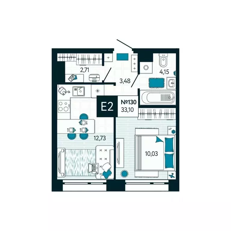 1-к кв. Тульская область, Тула ул. Чмутова, 158Д (33.1 м) - Фото 1