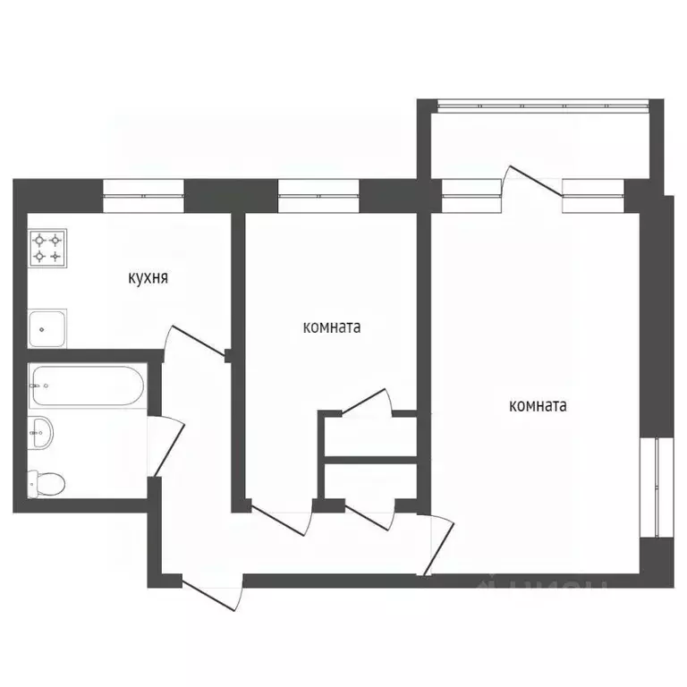 2-к кв. Курганская область, Курган Заозерный жилрайон, 2-й мкр, 12 ... - Фото 1