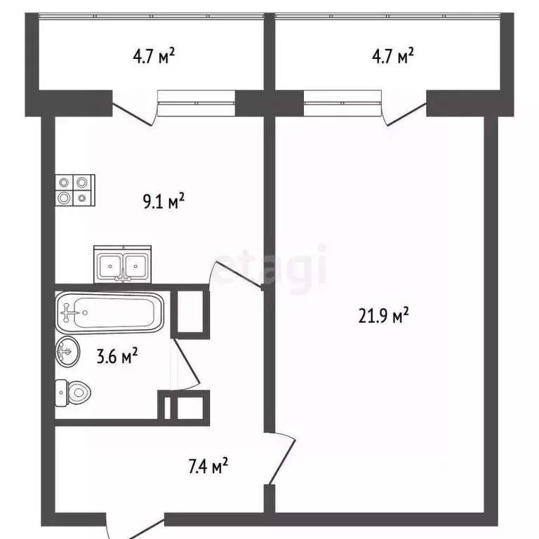 1-к кв. Костромская область, Кострома ул. Олега Юрасова, 1 (52.0 м) - Фото 0