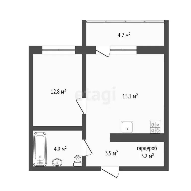 1-комнатная квартира: Тюмень, улица Разведчика Кузнецова, 16 (38.4 м) - Фото 1