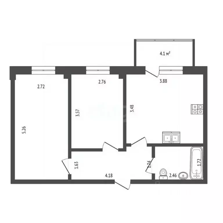 2-к кв. Архангельская область, Архангельск Адмиралтейская ул., 3 (48.6 ... - Фото 2