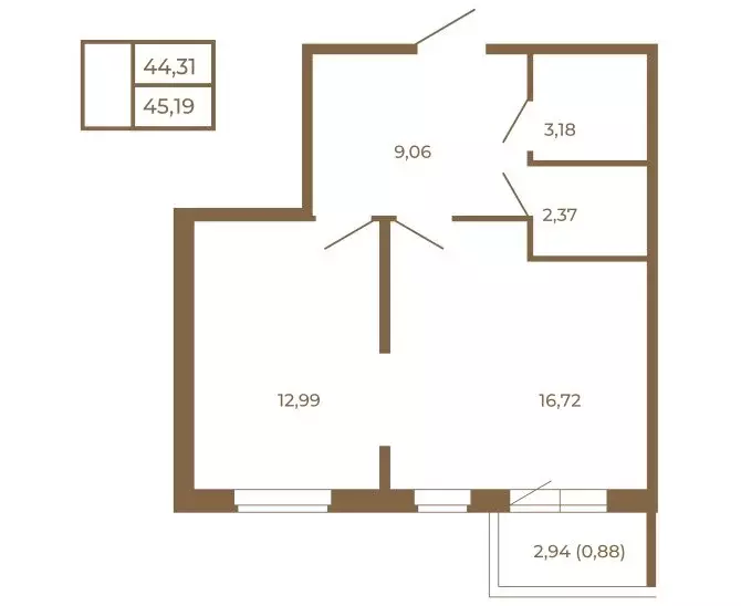 1-комнатная квартира: Сертолово, ЖК Новая История (45.19 м) - Фото 2