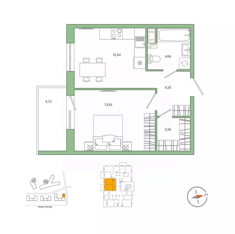 1-к кв. Ленинградская область, Гатчина ул. Чехова, 39к2 (39.8 м) - Фото 1