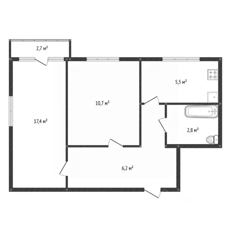 2-к кв. Башкортостан, Уфа ул. Ладыгина, 13/1 (42.6 м) - Фото 2