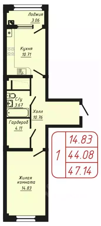 1-к кв. Ставропольский край, Кисловодск Школьный пер., 6 (47.14 м) - Фото 1
