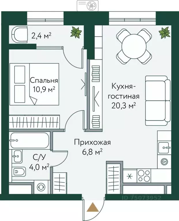 1-к кв. Волгоградская область, Волгоград Новосибирская ул., 74с1 (44.4 ... - Фото 0