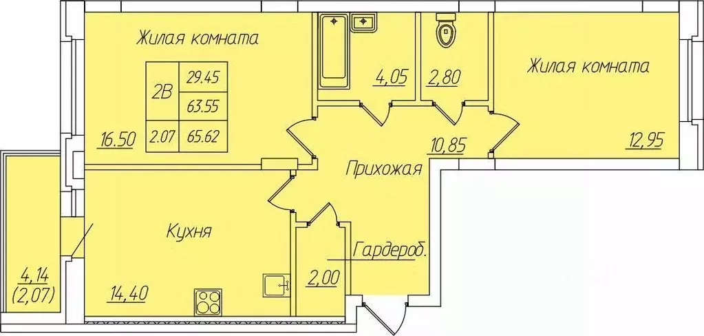 2-к кв. Чувашия, Новочебоксарск Советская ул., 66 (65.62 м) - Фото 1