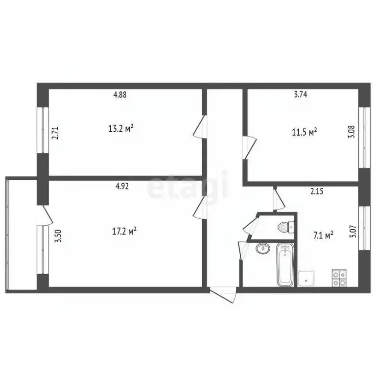 3-к кв. Ханты-Мансийский АО, Сургут просп. Ленина, 37/2 (60.0 м) - Фото 1