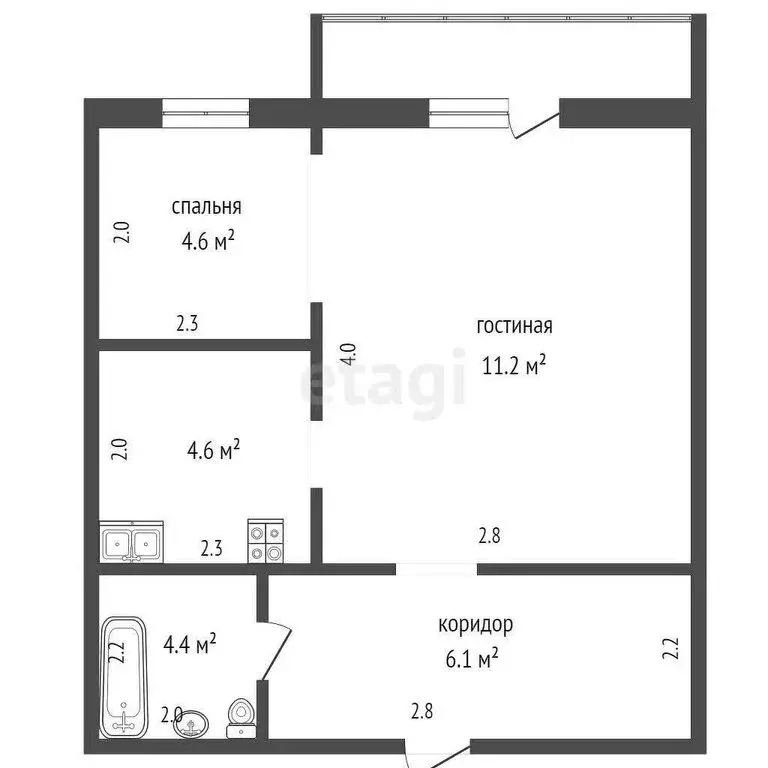 Квартира-студия: Тюмень, улица Андрея Бушуева, 2 (29.8 м) - Фото 1