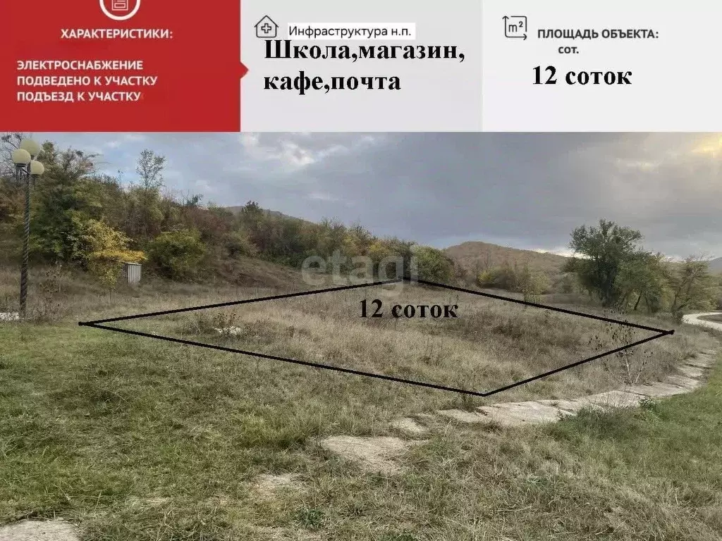 Участок в Крым, Белогорский район, с. Земляничное ул. Шоссейная (12.0 ... - Фото 0