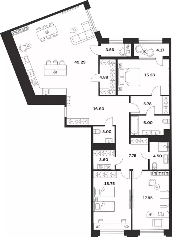 3-к кв. Тульская область, Тула ул. Болотникова, 4 (161.41 м) - Фото 1