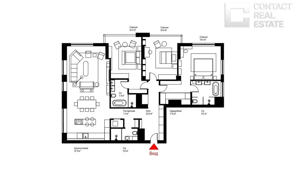 4-к кв. Москва Поклонная ул., 9 (176.0 м) - Фото 2