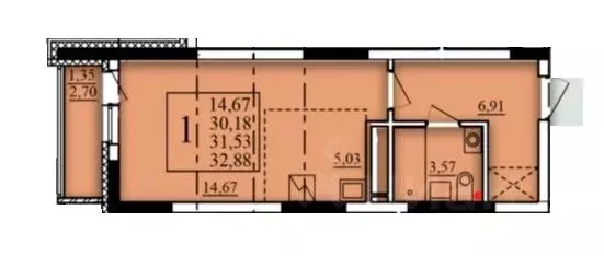 Студия Башкортостан, Уфа Затон-Восточный жилрайон, Паруса жилой ... - Фото 1