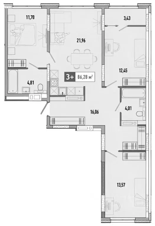 3-к кв. Тюменская область, Тюмень Рощино мкр, ул. Александра ... - Фото 2