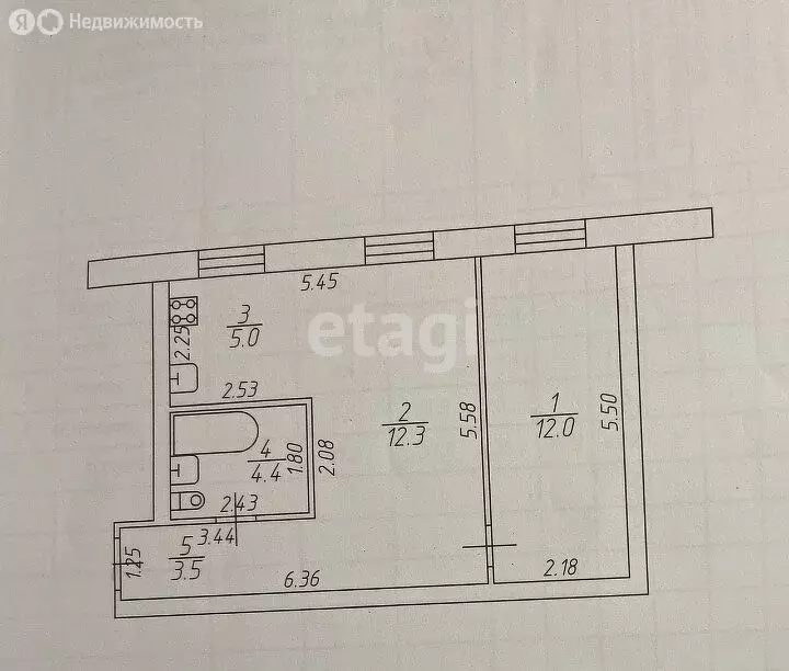 2-комнатная квартира: Казань, улица Гагарина, 79 (37.2 м) - Фото 0