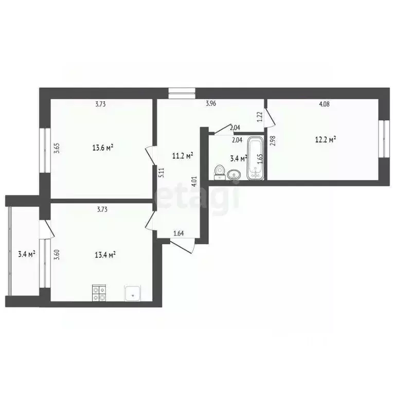 2-к кв. Тюменская область, Ялуторовск ул. Новикова, 1 (53.8 м) - Фото 2