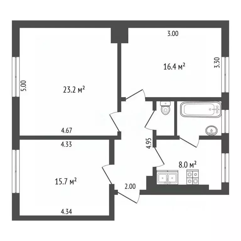 3-к кв. Московская область, Подольск Литейная ул., 11 (74.8 м) - Фото 1