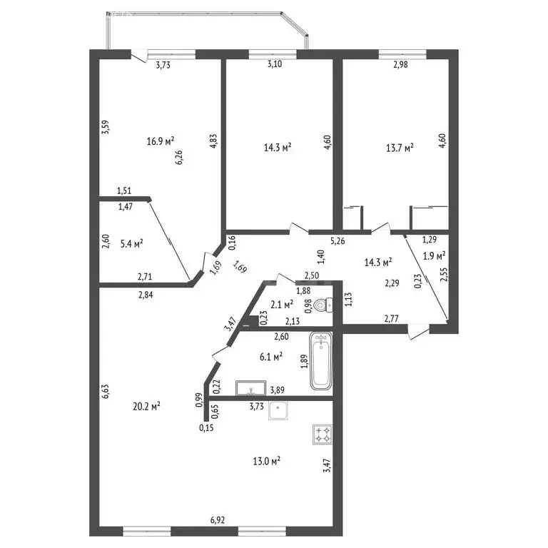 3-комнатная квартира: Благовещенск, Комсомольская улица, 16 (107.9 м) - Фото 1