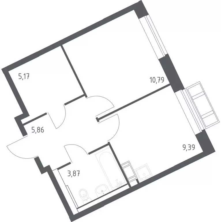 1-комнатная квартира: село Лайково, 62 (35.08 м) - Фото 0