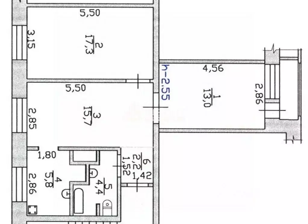 3-к кв. ямало-ненецкий ао, новый уренгой юбилейная ул, 8 (58.4 м) - Фото 0