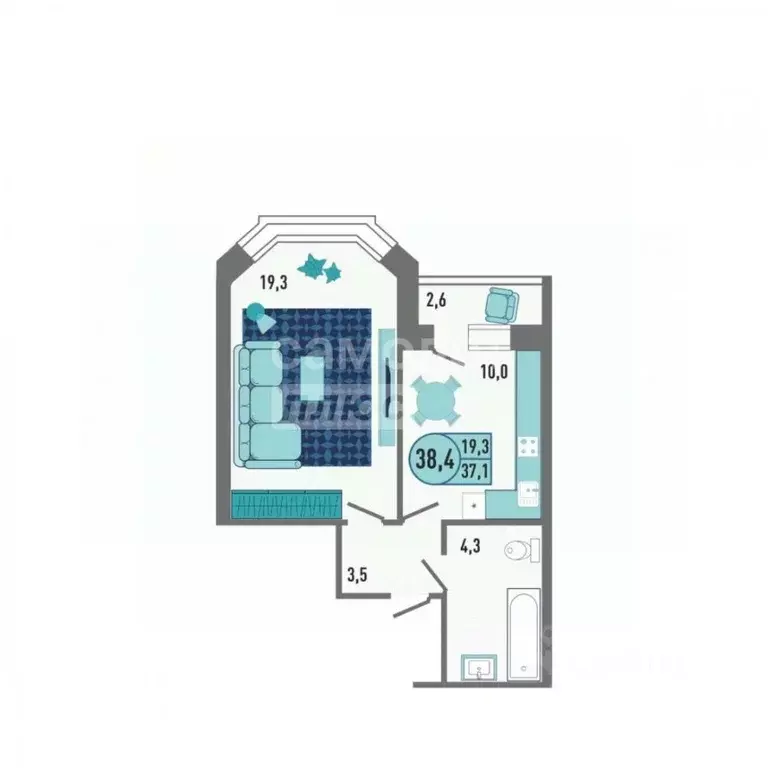 1-к кв. Липецкая область, Липецк Ленина-Соборная пл. (41.7 м) - Фото 2