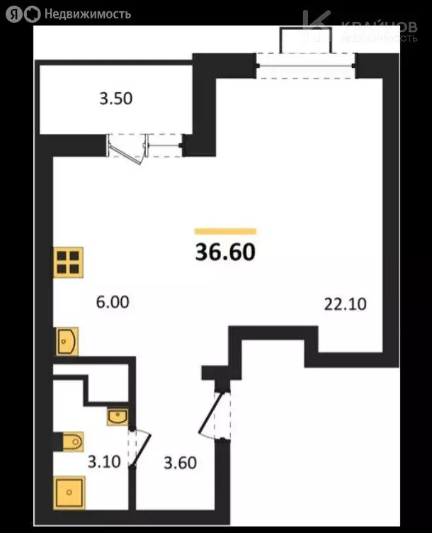 Квартира-студия: Воронеж, бульвар Содружества, 5 (36.6 м) - Фото 1