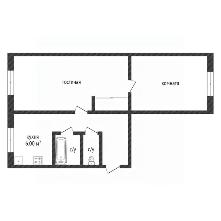 2-к кв. Амурская область, Сковородино ул. Победы, 32 (44.0 м) - Фото 1