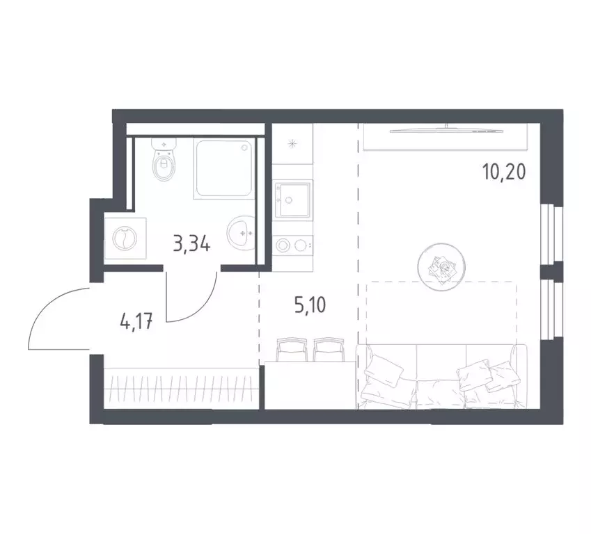 Квартира-студия: посёлок городского типа Мисайлово, микрорайон ... - Фото 1