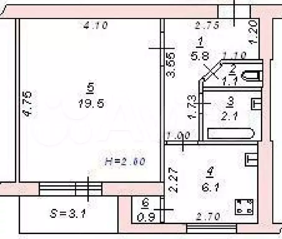 1-к. квартира, 40 м, 4/9 эт. - Фото 0