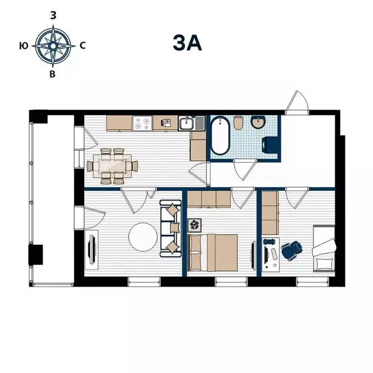 3-к кв. Приморский край, Владивосток ул. 2-я Поселковая (76.09 м) - Фото 1