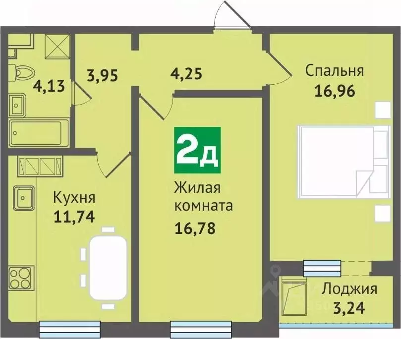 3-к кв. Марий Эл, Медведево городское поселение, Медведево пгт ул. ... - Фото 1