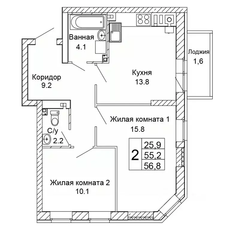 2-к кв. Волгоградская область, Волгоград ул. 70-летия Победы, 21А ... - Фото 0