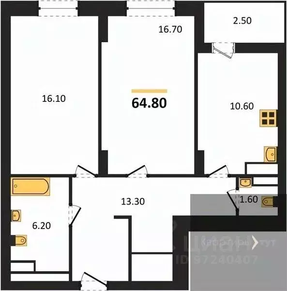 2-к кв. Воронежская область, Воронеж ул. Урицкого, 137 (64.8 м) - Фото 0