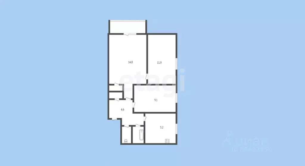 3-к кв. Карачаево-Черкесия, Черкесск Октябрьская ул., 21 (51.8 м) - Фото 1