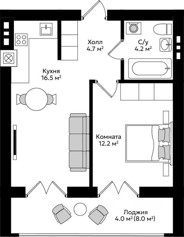 1-к кв. Калининградская область, Гурьевск Пражский жилой комплекс ... - Фото 0