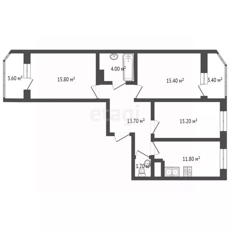 3-к кв. Московская область, Красногорск ул. Игоря Мерлушкина, 2 (77.6 ... - Фото 1