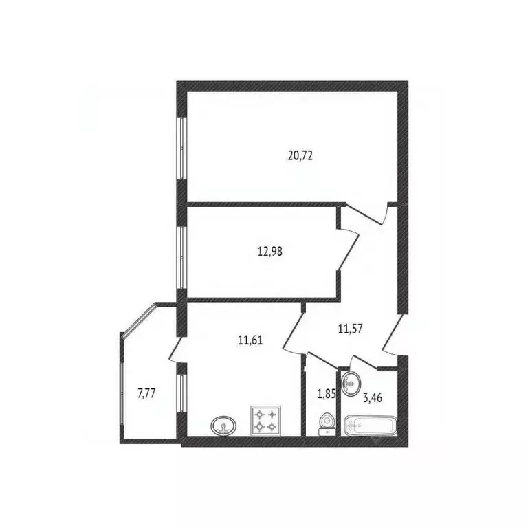 2-к кв. Брянская область, Брянск Бежицкая ул., 315к1 (62.0 м) - Фото 1