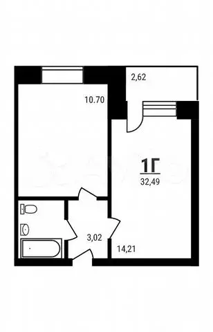 1-к. квартира, 32,5 м, 1/5 эт. - Фото 0