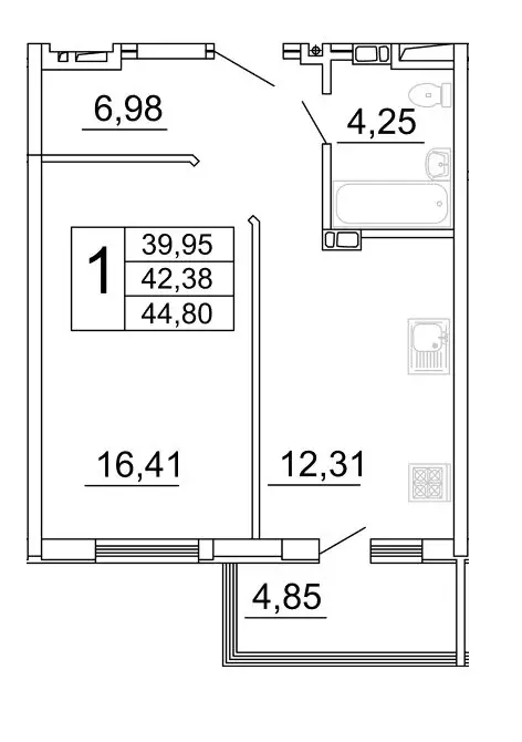 1-комнатная квартира: Самара, улица Дыбенко, 5 (45.16 м) - Фото 1
