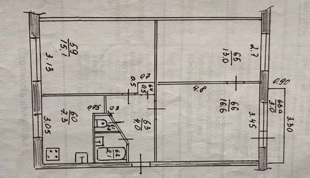 3-к кв. Татарстан, Казань ул. Братьев Касимовых, 64 (60.1 м) - Фото 2