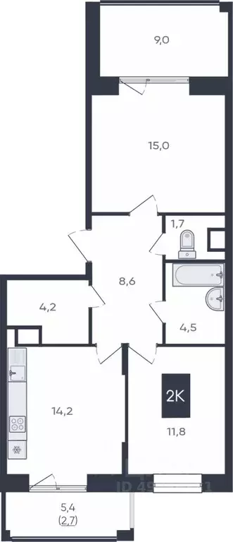 2-к кв. Чувашия, Чебоксары ул. Академика РАН Х.М. Миначева, 2 (67.4 м) - Фото 1