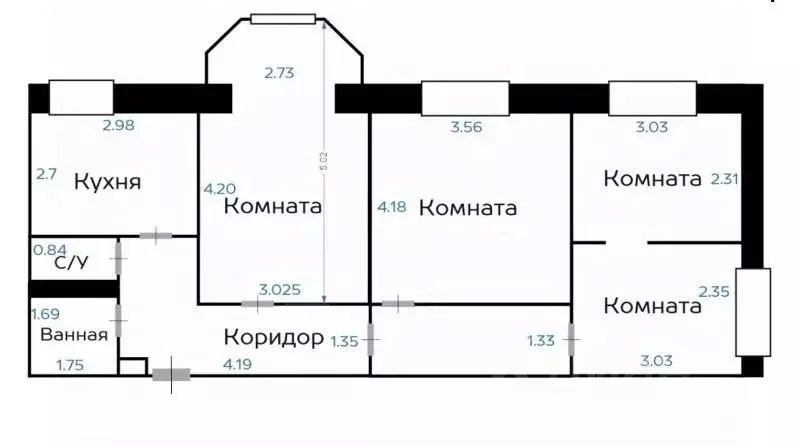 3-к кв. Москва Тимирязевская ул., 16 (72.7 м) - Фото 1