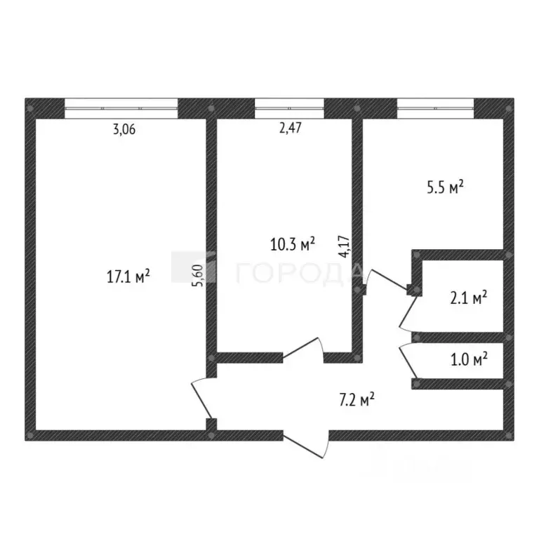 2-к кв. Кемеровская область, Междуреченск Октябрьская ул., 22 (43.2 м) - Фото 1