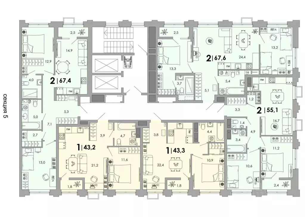 2-к кв. Владимирская область, Владимир Уно жилой комплекс (55.1 м) - Фото 2
