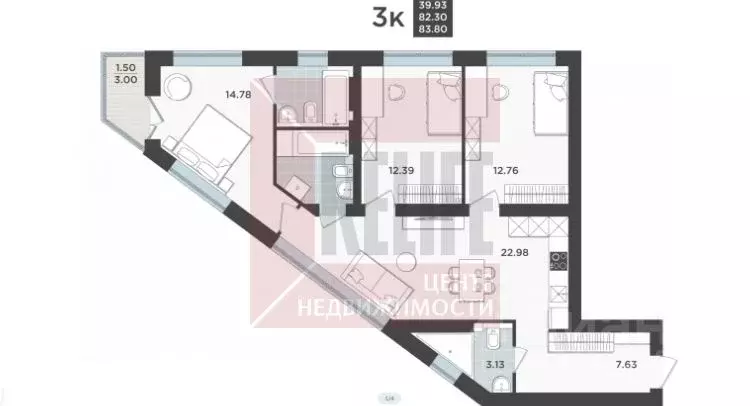 3-к кв. Калининградская область, Калининград Арсенальная ул., 31к2 ... - Фото 1