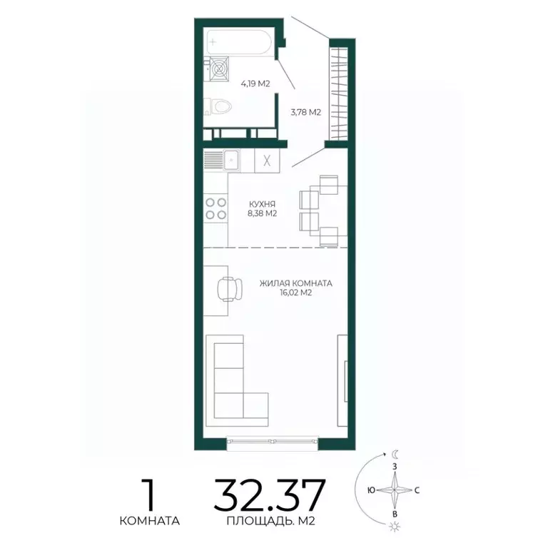 1-к кв. Пензенская область, Пенза ул. Чаадаева, 60Б/2 (32.37 м) - Фото 0