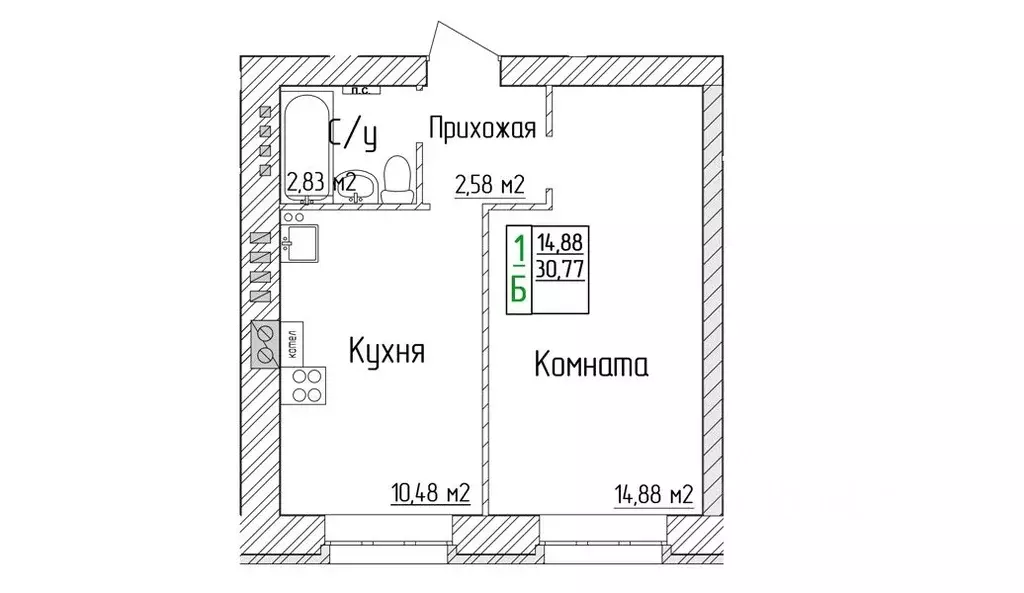 1-к кв. Ярославская область, Ярославский муниципальный округ, пос. ... - Фото 1